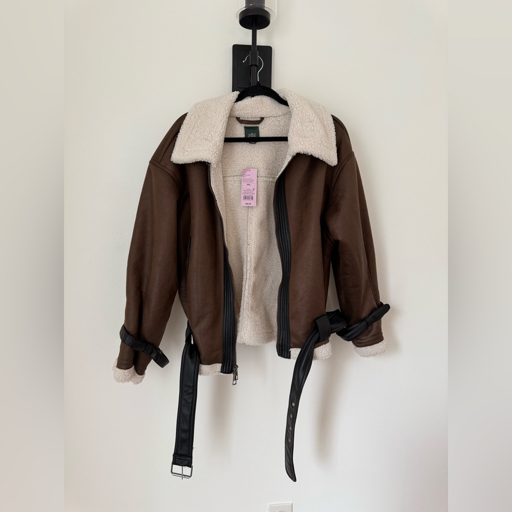 Brown Leather Jacket with Fur